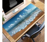 Tappetino per Mouse Grande 100x50 cm, Gaming Mouse Pad Blu Oceano, con Fondo in Gomma Antiscivolo, per Mause Senza Fili, Laptop, Ufficio Casa, Lavabile, Arrotolabile, Regalo Uomo PjY765 5-L