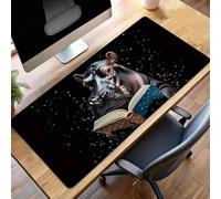 Tappetino per Mouse Grande 100x50 cm, Gaming Mouse Pad Nero Ippopotamo, con Fondo in Gomma Antiscivolo, per Mause Senza Fili, Laptop, Ufficio Casa, Lavabile, Arrotolabile, Regalo Uomo PjY14501 I-0