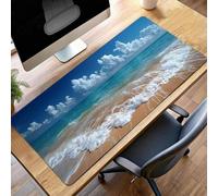 Tappetino per Mouse Grande 100x50 cm, Gaming Mouse Pad Oceano Blu, con Fondo in Gomma Antiscivolo, per Mause Senza Fili, Laptop, Ufficio Casa, Lavabile, Arrotolabile, Regalo Uomo PjY10461 X-N