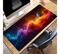 Tappetino per Mouse Grande 100x50 cm, Gaming Mouse Pad Universo Giallo, con Fondo in Gomma Antiscivolo, per Mause Senza Fili, Laptop, Ufficio Casa, Lavabile, Arrotolabile, Regalo Uomo PjY12663 7-A