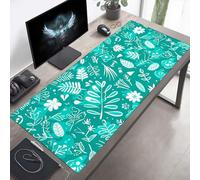 Tappetino per mouse Grande 60x30 cm Pianta Blu-Verde Tappetino per mouse da gioco, Computer con Base in Gomma Antiscivolo, Scorrimento Facile, Impermeabile, Materiali Durevoli, Portatile PjY2092 4-5