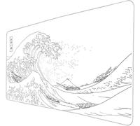 Tappetino per Mouse Grande 700x400x2mm Tappetino per Mouse da Gioco Onde Bianche Tappetino da Scrivania Superficie Speciale Migliora la Precisione per Giocatori Ufficio Casa