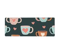 Tappetino per mouse grande, 80 x 30 cm, motivo cuore con amore, tappetino per mouse da gioco, con base in gomma antiscivolo, tappetino da scrivania per ufficio e uso domestico