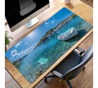 Tappetino per Mouse Grande 90x40 cm, Gaming Mouse Pad Blu Oceano, con Fondo in Gomma Antiscivolo, per Mause Senza Fili, Laptop, Ufficio Casa, Lavabile, Arrotolabile, Regalo Uomo PjY5227 3-L