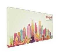 Tappetino per mouse grande Bangkok Skyline, tappetino per mouse da gioco 900x400 mm con bordi cuciti, tappetino di protezione da scrivania facile da pulire per l'ufficio di gioco a casa