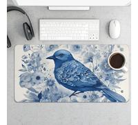 Tappetino per mouse grande, Bluebird e fiori, impermeabile, tappetino da scrivania per tastiera e mouse, base in gomma antiscivolo, tappetino da scrivania, tappetino per mouse da gioco, per ufficio e