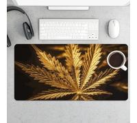 Tappetino per mouse grande, color cannabis, impermeabile, per tastiera e mouse, base in gomma antiscivolo, tappetino per mouse da gioco, per ufficio e casa, 30 x 60 cm
