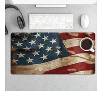 Tappetino per mouse, grande, con bandiera americana vintage, protezione impermeabile per tastiera e mouse, base in gomma antiscivolo, tappetino per mouse da gioco, per ufficio e casa, 30 x 60 cm