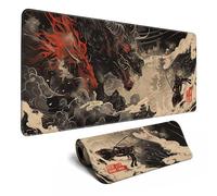 Tappetino per mouse grande con demone, tappetino per mouse giapponese Ukiyo-e, tappetino da scrivania Samurai, grande tappetino per tastiera e mouse completo, fantastico tappetino da scrivania per