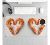 Tappetino per mouse grande, con due gamberetti rossi, protezione impermeabile per tastiera e mouse, base in gomma antiscivolo, tappetino da scrivania, tappetino per mouse da gioco, per ufficio e casa