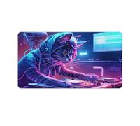 Tappetino per mouse grande con gatti che giocano a dischi 40x75cm tappetino da scrivania con bordo cucito accessori per scrivania per computer base antiscivolo