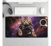 Tappetino per mouse grande, con gatto nello spazio esterno, impermeabile, tappetino da scrivania per tastiera e mouse, base in gomma antiscivolo, tappetino da scrivania, tappetino per mouse da gioco