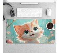 Tappetino per mouse grande, con grazioso gatto, protezione impermeabile per tastiera e mouse, base in gomma antiscivolo, tappetino da scrivania, tappetino per mouse da gioco, per ufficio e casa, 30 x