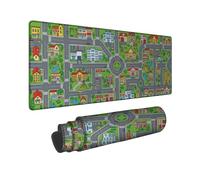 Tappetino per mouse grande con illustrazione della mappa della città | Strade della città illustrate, tappetino per mouse esteso, grafica dettagliata dell'edificio, tema urbanistico