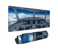 Tappetino per mouse grande con illustrazione dell'aeroplano con cabina di | Tappetino da scrivania, sfondo skyline e nuvole, accessorio da scrivania per aereo, installazione estesa dello spazio di