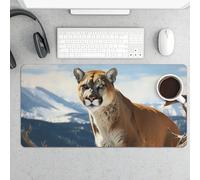 Tappetino per mouse grande, con immagine di leone di montagna, impermeabile, per tastiera e mouse, base in gomma antiscivolo, tappetino da scrivania, tappetino per mouse da gioco, per ufficio e casa