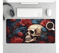 Tappetino per mouse grande, con immagine di teschio, protezione impermeabile per tastiera e mouse, base in gomma antiscivolo, tappetino per mouse da gioco, per ufficio e casa, 30 x 60 cm