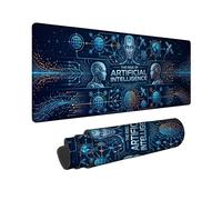 Tappetino per mouse grande, con intelligenza artificiale, circuito digitale futuristico, in gomma blu, lavabile, per tastiera e mouse, accessori per ufficio, casa, computer, laptop, 40,6 x 91,6 cm