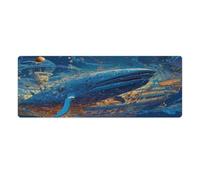 Tappetino per mouse grande con motivo balena contro pescatori 30x80 cm per scrivania computer portatile PC ufficio design carino accessori da scrivania