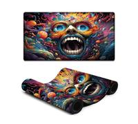 Tappetino per mouse grande con motivo mostro fantasy colorato, extra large, 40 x 75 cm, con bordi cuciti, superficie liscia per il controllo della velocità e base antiscivolo.