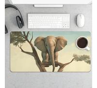 Tappetino per mouse grande, con piccolo elefante sull'albero, protezione impermeabile da scrivania per tastiera e mouse, base in gomma antiscivolo, tappetino da scrivania, tappetino per mouse da gioco