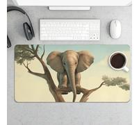Tappetino per mouse grande, con piccolo elefante sull'albero, protezione impermeabile da scrivania per tastiera e mouse, base in gomma antiscivolo, tappetino da scrivania, tappetino per mouse da gioco