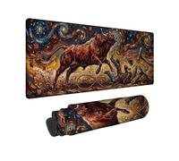Tappetino per mouse grande con rodeo occidentale Bull Rider Art | Stile artistico impressionista, tappetino per mouse esteso, tema rodeo, decorazione occidentale, organizzazione della