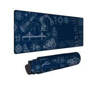 Tappetino per mouse grande con schemi schematici, 40,6 x 91,6 cm | Grafica tecnica del progetto, tappetino per mouse esteso, estetica industriale, ampia copertura della scrivania