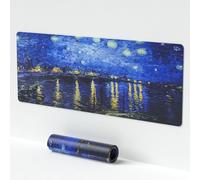 Tappetino per mouse grande con stampa di Van Gogh, XXL, 80 x 30 cm, con base antiscivolo e bordo cucito, impermeabile, per casa, ufficio, da gioco