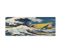 Tappetino per mouse grande con stampa giapponese The Great Wave Off Kanagawa, tappetino per scrivania, tappetino impermeabile per scrivania, tappetino da scrivania per ufficio, computer portatile, per