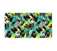 Tappetino per mouse grande da scrivania, tappetino per mouse da gioco compatibile con stampa leopardata turchese verde giallo ghepardo, blocco per scrivere protettivo per computer per scuola ufficio c