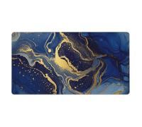 Tappetino per mouse grande da scrivania, tappetino per mouse da gioco impermeabile compatibile con texture in marmo di lusso oro e blu, blocco per scrivere protettivo per computer per scuola, ufficio,
