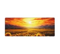 Tappetino per mouse grande, impermeabile, tappetino da scrivania con tramonto di un campo di girasoli, tappetino per mouse da gioco con bordi cuciti, 80 x 30 cm, tappetino antiscivolo per scrivania
