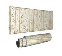 Tappetino per mouse grande, in bambù, con foglie e puntini naturali e minimalisti, nessuna gomma beige, liscia, estetica, lunga, decorazione per casa, ufficio, lavoro, scrivania da gioco, 40,6 x 91,6