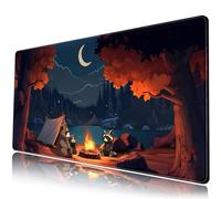 Tappetino per Mouse Grande Lofi con Foresta Carina - Tappetino da Gioco XXL per Campeggio all'Aperto - Cartone Animato Anime Natura Estetica Estesa per Computer