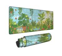 Tappetino per mouse grande, motivo anfibio tropicale, pianta e farfalla, in gomma verde, lavabile, per tastiera e mouse, accessori per ufficio, casa, computer portatile, 40,6 x 91,6 cm