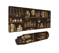 Tappetino per mouse grande, motivo: biblioteca rustica di anfibi e boschi | Tema rustico, tappetino per tastiera, elementi del bosco, estetica rustica, ispirazione naturale, decorazione accogliente per