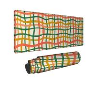 Tappetino per mouse grande, motivo con linee astratte e moderne, a griglia, nessuna gomma verde, liscia, per tastiera e mouse, accessorio da scrivania per computer portatile da gioco, 40,6 x 91,6 cm