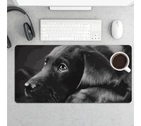 Tappetino per mouse grande, motivo cucciolo di labrador nero, impermeabile, tappetino da scrivania per tastiera e mouse, base in gomma antiscivolo, tappetino da scrivania, tappetino per mouse da gioco