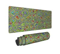 Tappetino per mouse grande, motivo: edifici, strade e laghetti, in gomma verde, liscio, estetico, lungo, decorazione da scrivania, per ufficio, casa, dormitorio, laptop, 30,5 x 81 cm