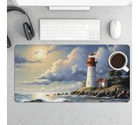 Tappetino per mouse grande, motivo: faro di mare, protezione impermeabile per tastiera e mouse, base in gomma antiscivolo, tappetino per mouse da gioco, per ufficio e casa, 30 x 60 cm