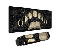 Tappetino per mouse grande, motivo: fasi lunari celesti e libro degli | Tema celeste, tappetino per mouse XXL, illustrazione di libri vintage, ispirato all'astrologia, decorazione occulta