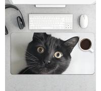 Tappetino per mouse grande, motivo gatto nero, protezione da scrivania, impermeabile, per tastiera e mouse, base in gomma antiscivolo, tappetino da scrivania, tappetino per mouse da gioco, per ufficio