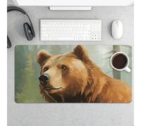Tappetino per mouse grande, motivo orso marrone, impermeabile, per tastiera e mouse, base in gomma antiscivolo, tappetino da scrivania, tappetino per mouse da gioco, per ufficio e casa, 30 x 60 cm