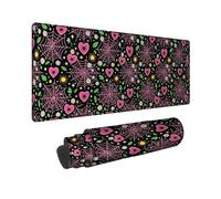 Tappetino per mouse grande, motivo ragnatela con cuore e ragnatela, in gomma nera, lavabile, per casa, ufficio, scrivania, laptop, gamer, regalo, 30,5 x 81,2 cm
