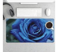 Tappetino per mouse grande, motivo romantico rosa blu, impermeabile, per tastiera e mouse, base in gomma antiscivolo, tappetino per mouse da gioco, per ufficio e casa, 30 x 60 cm