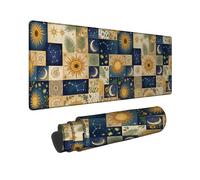 Tappetino per mouse grande, motivo: sole, natura celestiale, luna, stelle, celestiale, in gomma liscia, per tastiera e mouse, accessorio da scrivania per computer portatile da gioco, 40,6 x 91,6 cm