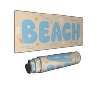 Tappetino per mouse grande, motivo spiaggia con conchiglie estive casual e stelle, in gomma blu, antiscivolo, estetico, lungo, decorazione per casa, ufficio, lavoro, scrivania da gioco, 30,5 x 81 cm