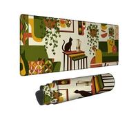 Tappetino per mouse grande, stile vintage della metà del secolo, senza gomma verde, in tessuto liscio, decorazione per scrivania, casa, ufficio, lavoro, scrivania da gioco, 40,6 x 91,6 cm