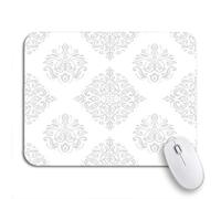 Tappetino per Mouse Gray Flower Damask Classic Light Pattern Abstract Orient Silver Tappetino per Il Mouse Antiscivolo Personalizzato Antipolvere Sottomano, per Gaming Mouse, Ufficio, 25 x 30cm
